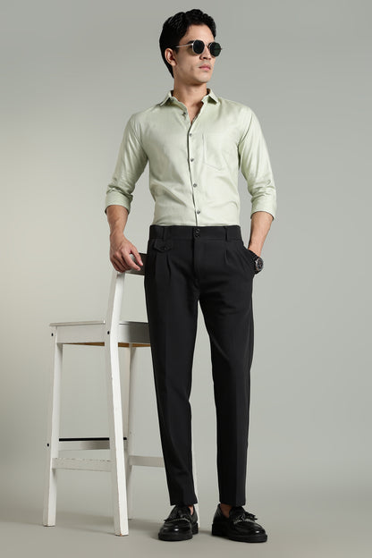 Stria Green Solid Shirt