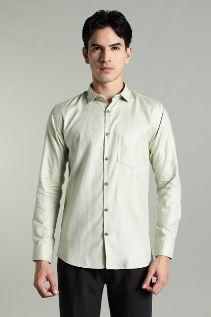 Stria Green Solid Shirt