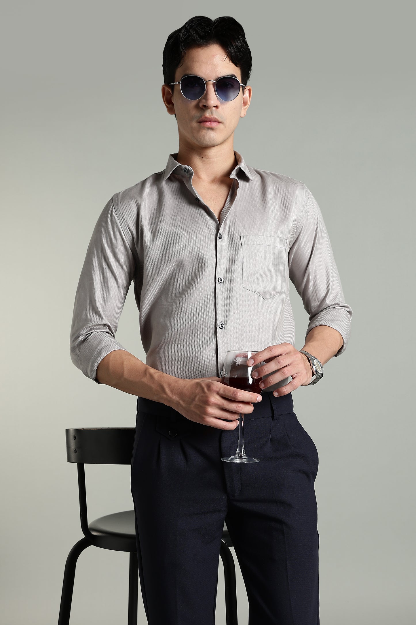 Stria Grey Solid Shirt