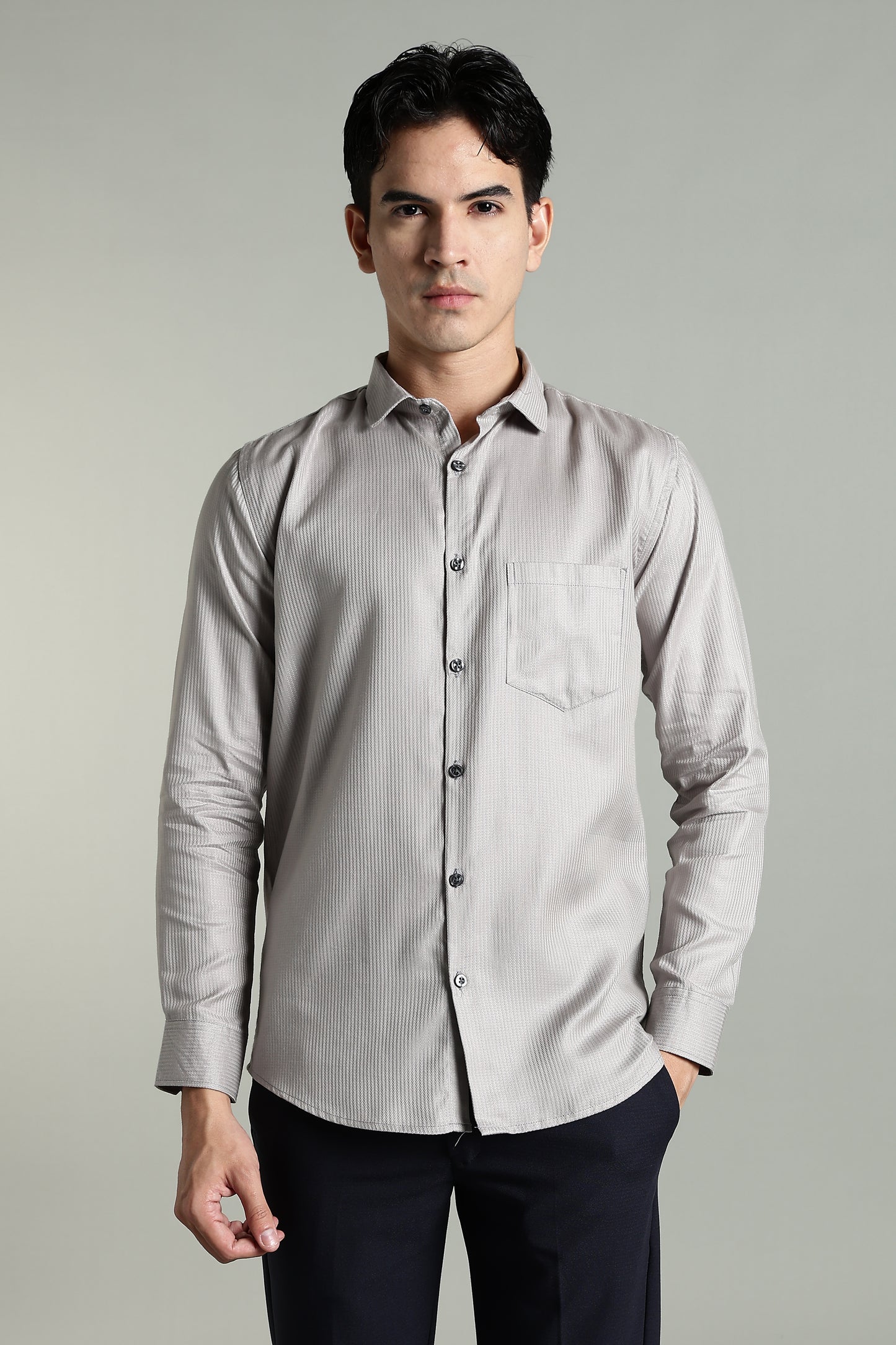 Stria Grey Solid Shirt