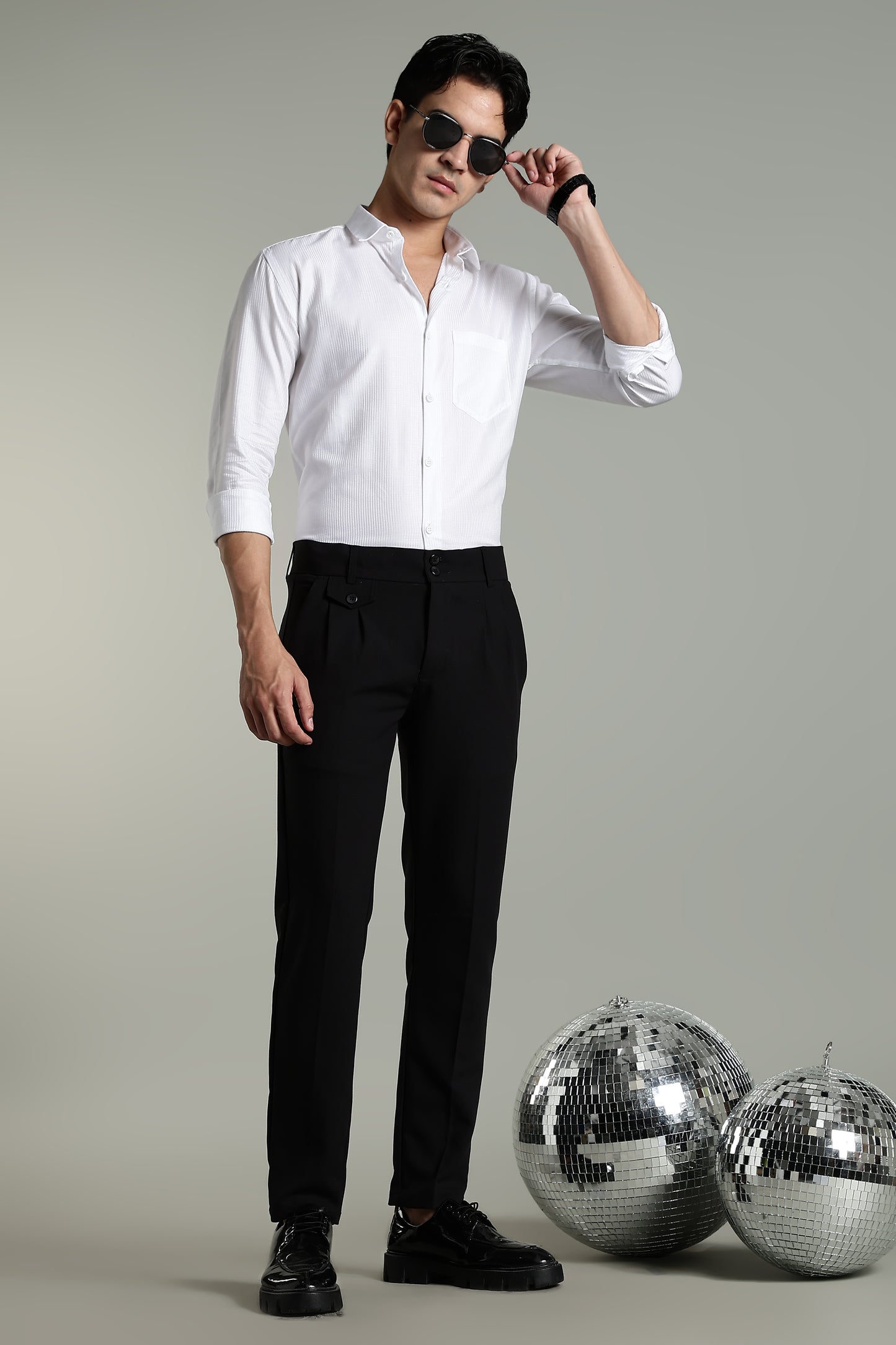 Stria White Solid Shirt
