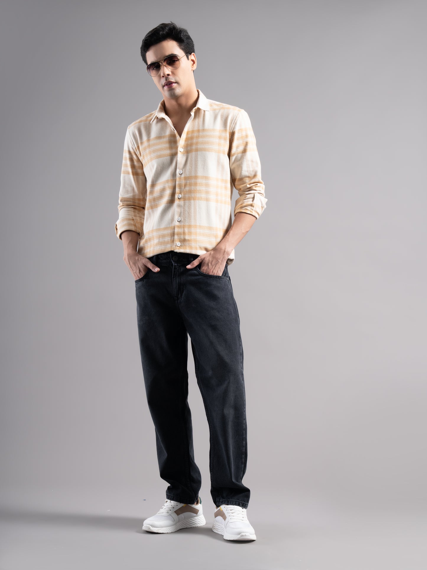 Auron Cream Checks Shirt