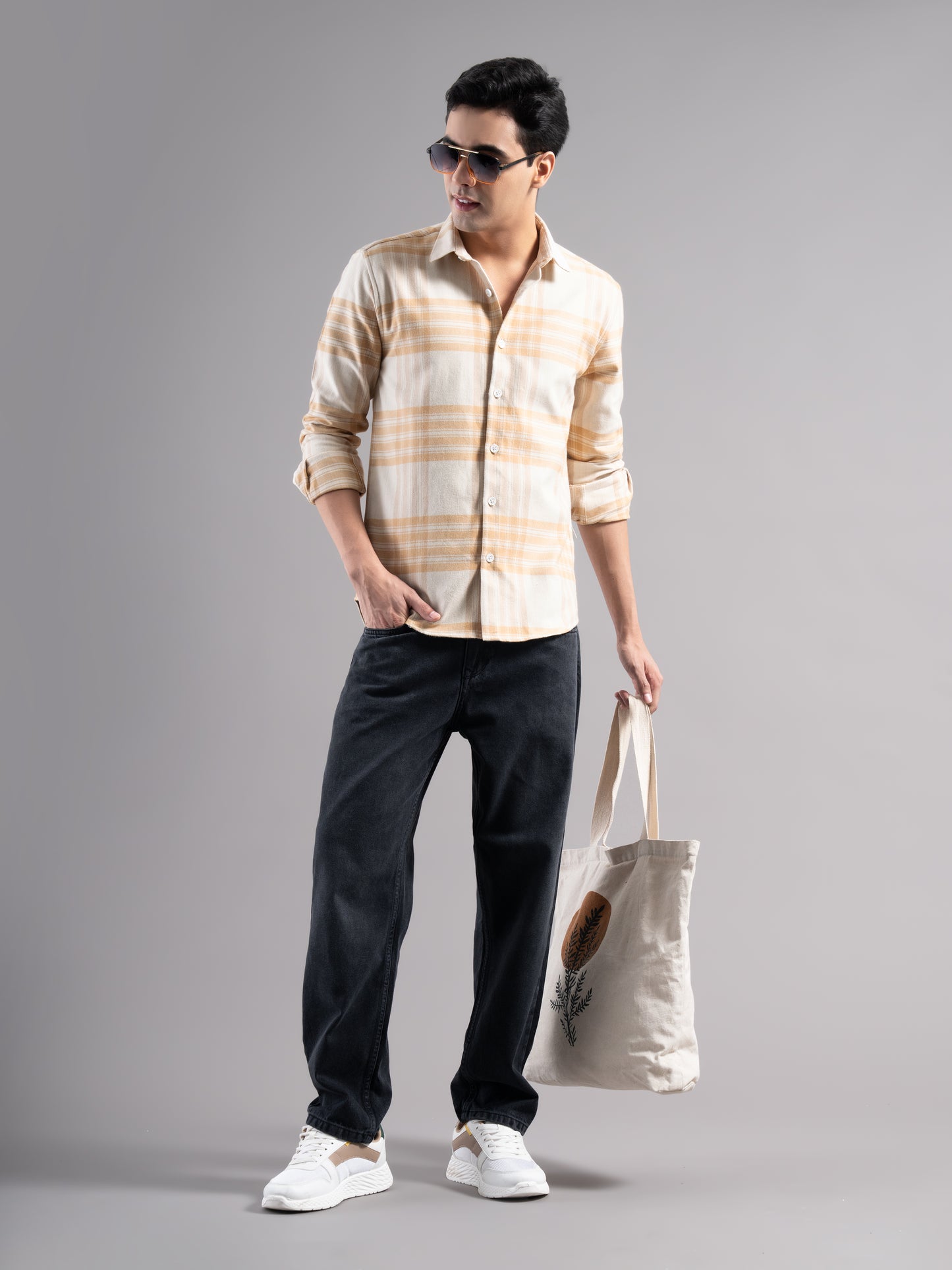 Auron Cream Checks Shirt