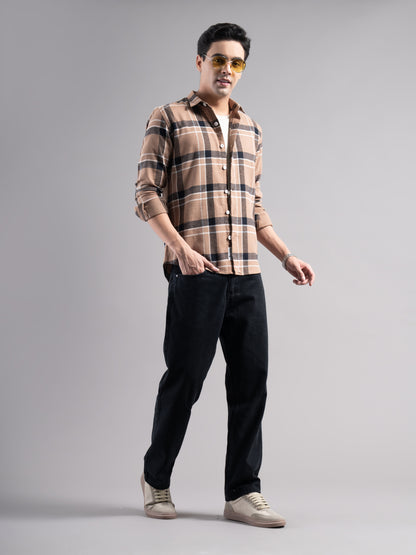 Auron Brown Checks Shirt