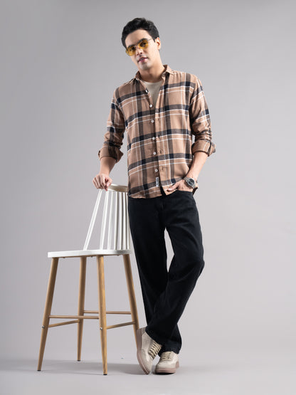Auron Brown Checks Shirt