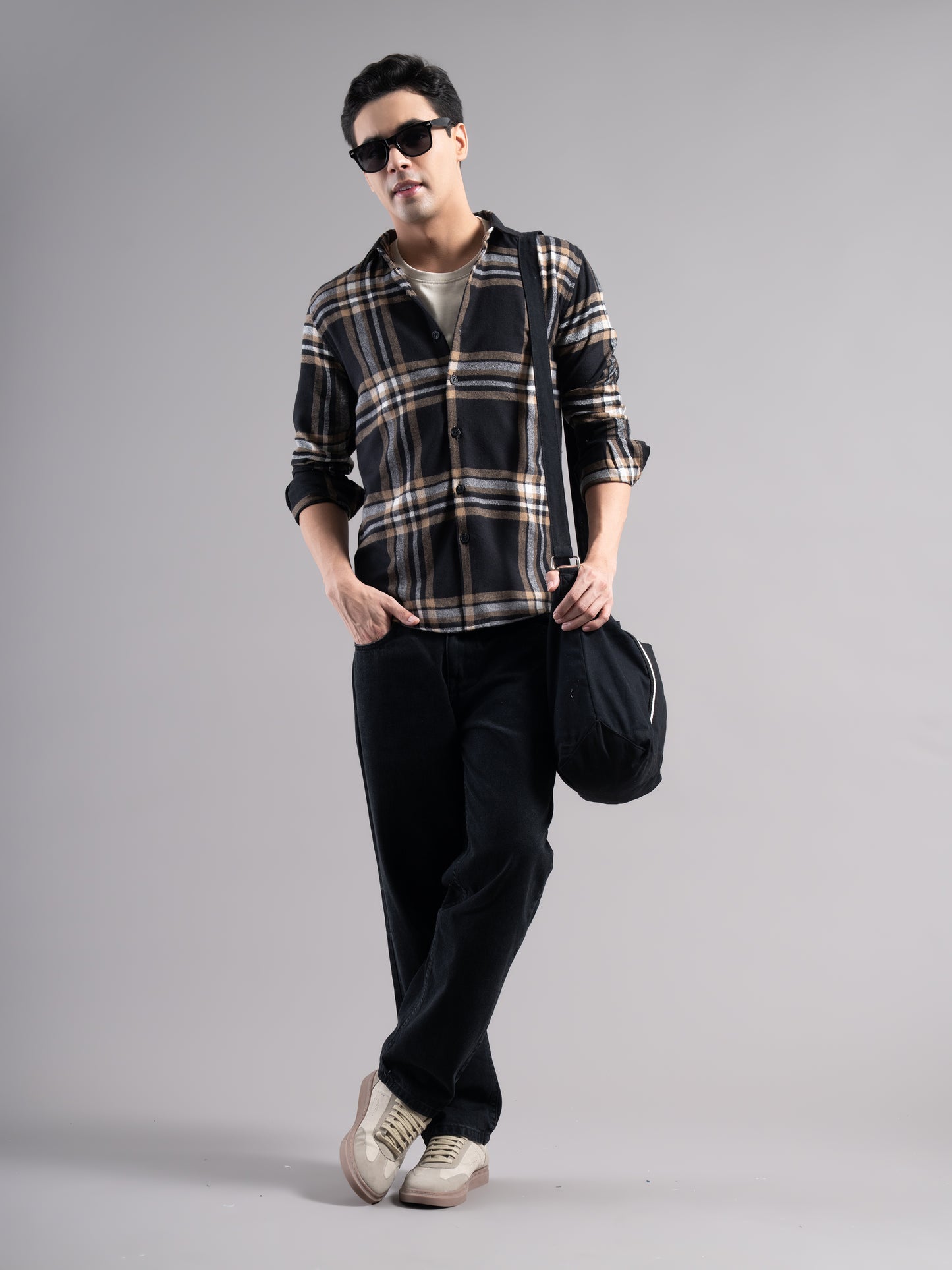 Auron Black Checks Shirt