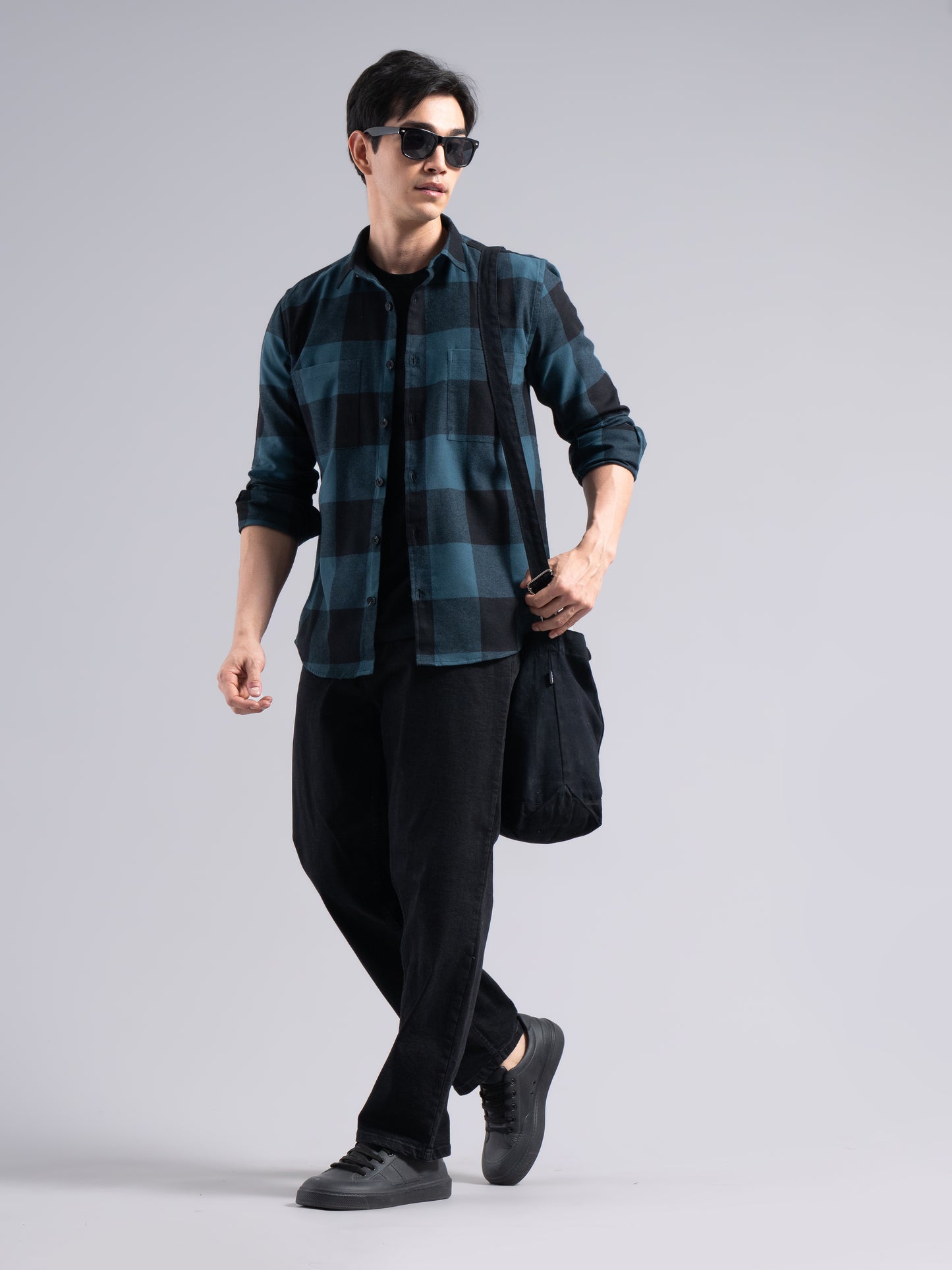 Basel Teal Checks Shirt