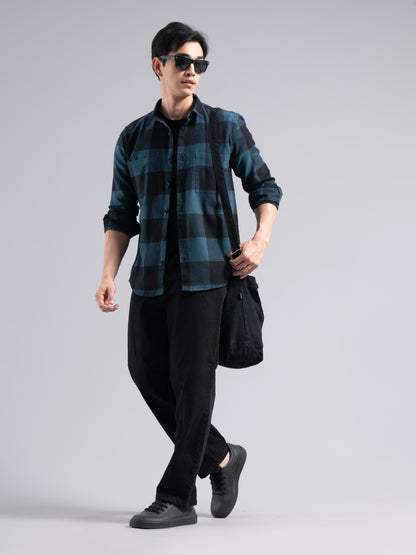 Basel Teal Checks Shirt