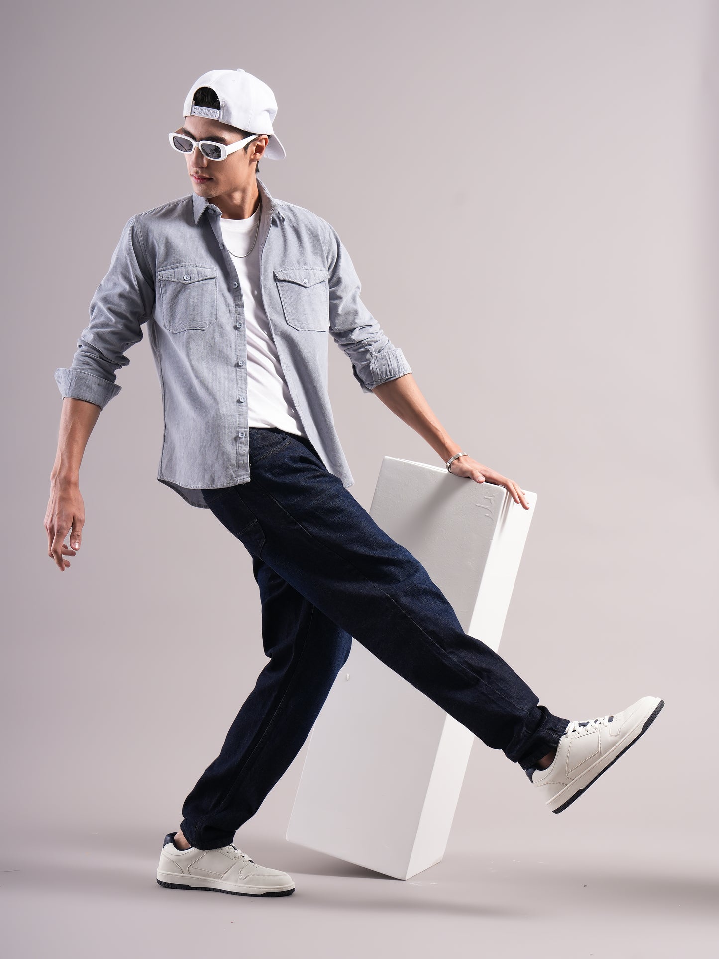 Belmor Grey Corduroy Shirt