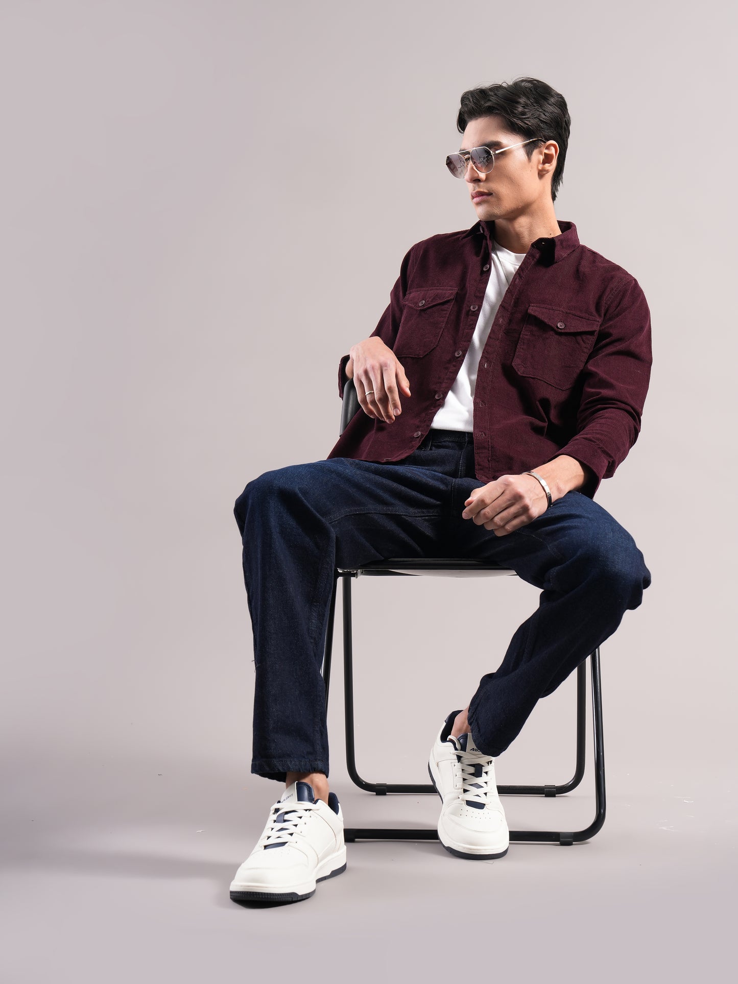 Belmor Maroon Corduroy Shirt