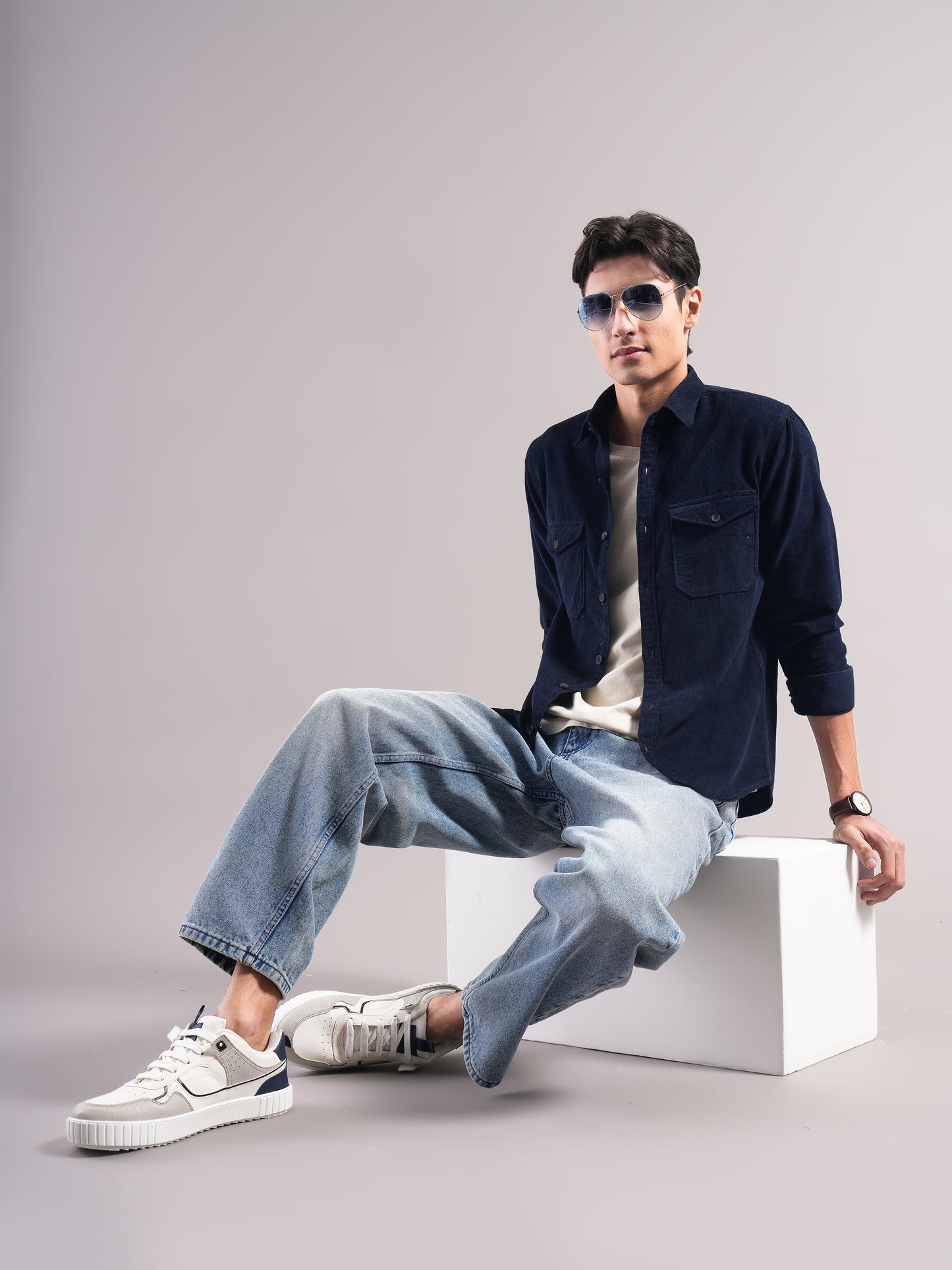 Belmor Navy Corduroy Shirt