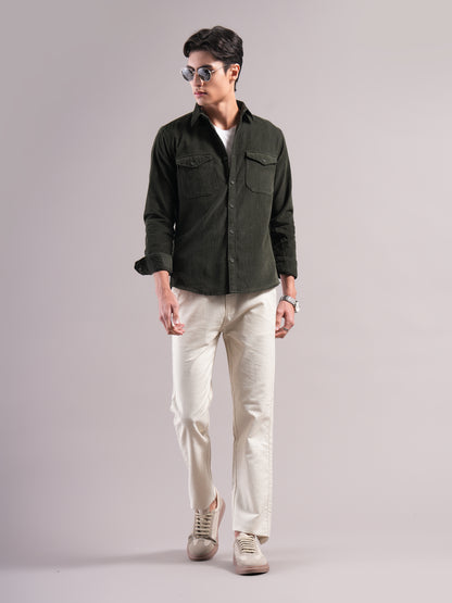 Belmor Olive Corduroy Shirt