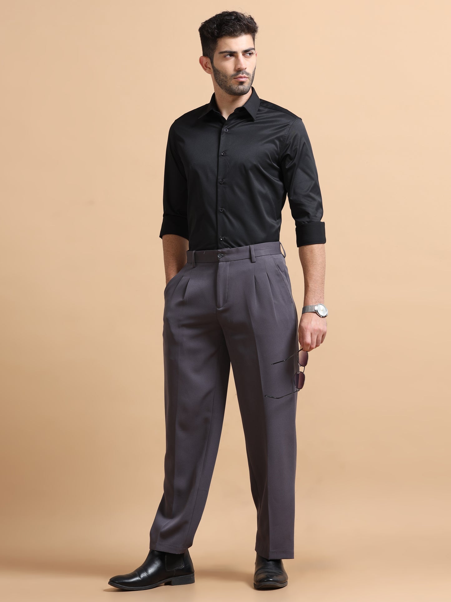 Caden Black  Solid Shirt