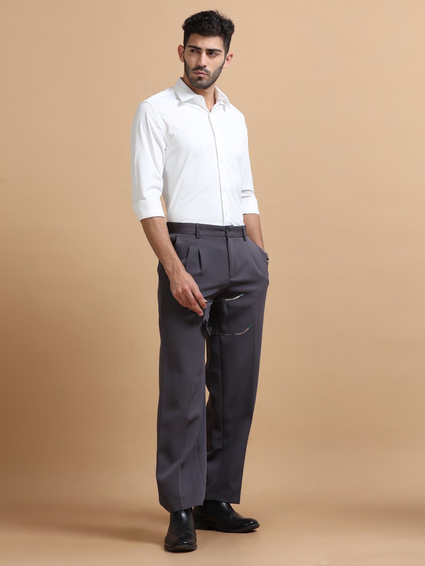 Caden White Solid Shirt