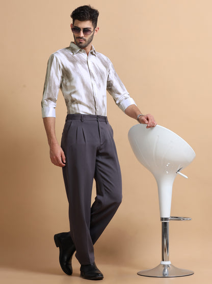 Belor White-Grey Abstract Shirt