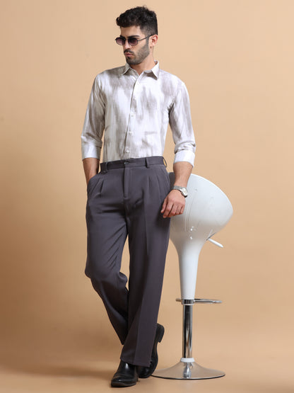 Belor White-Grey Abstract Shirt