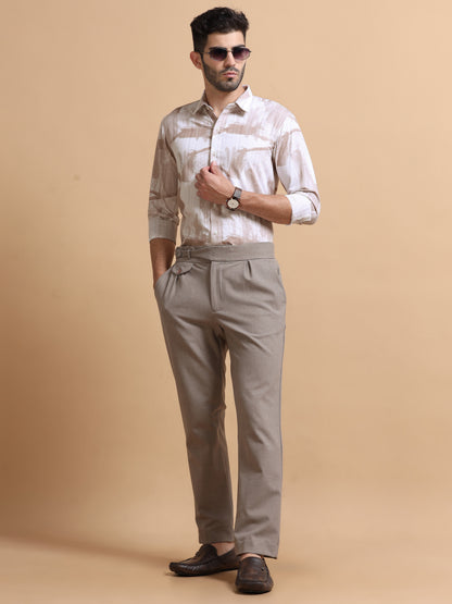 Belvan White-Brown Abstract Shirt
