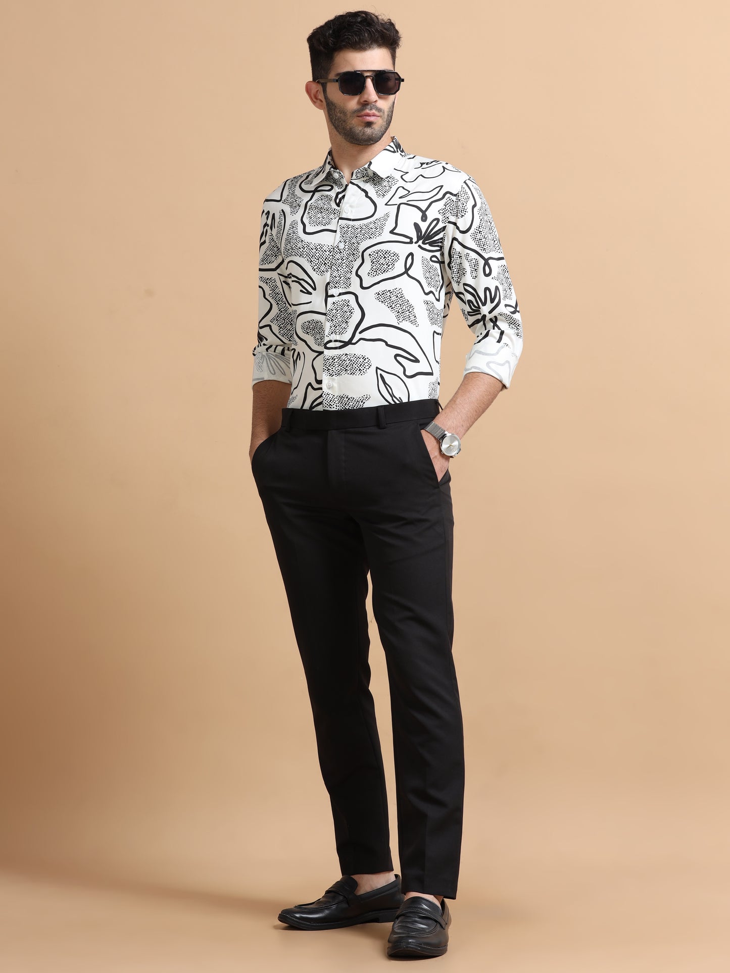 Brenor White Abstract Shirt