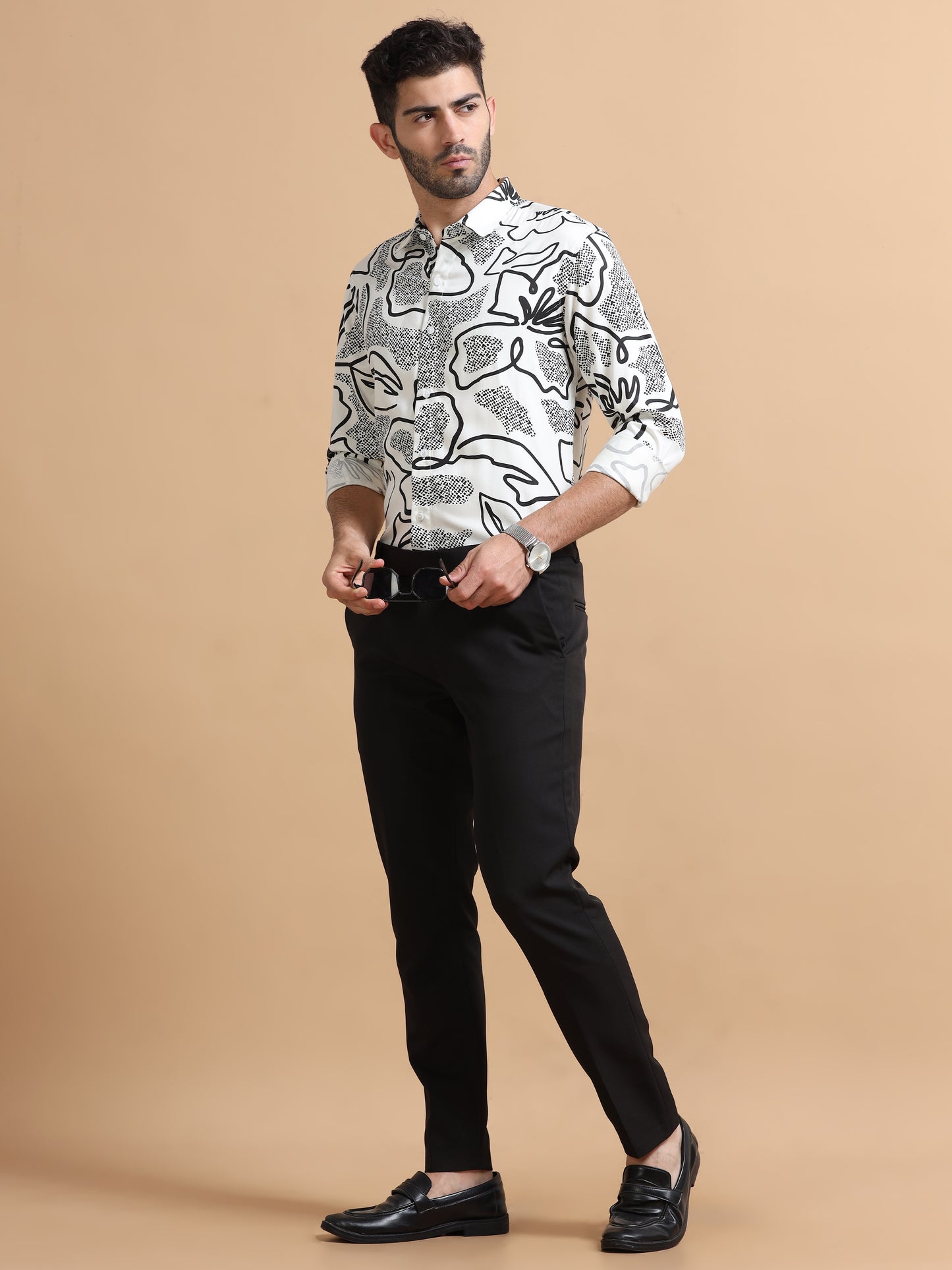 Brenor White Abstract Shirt
