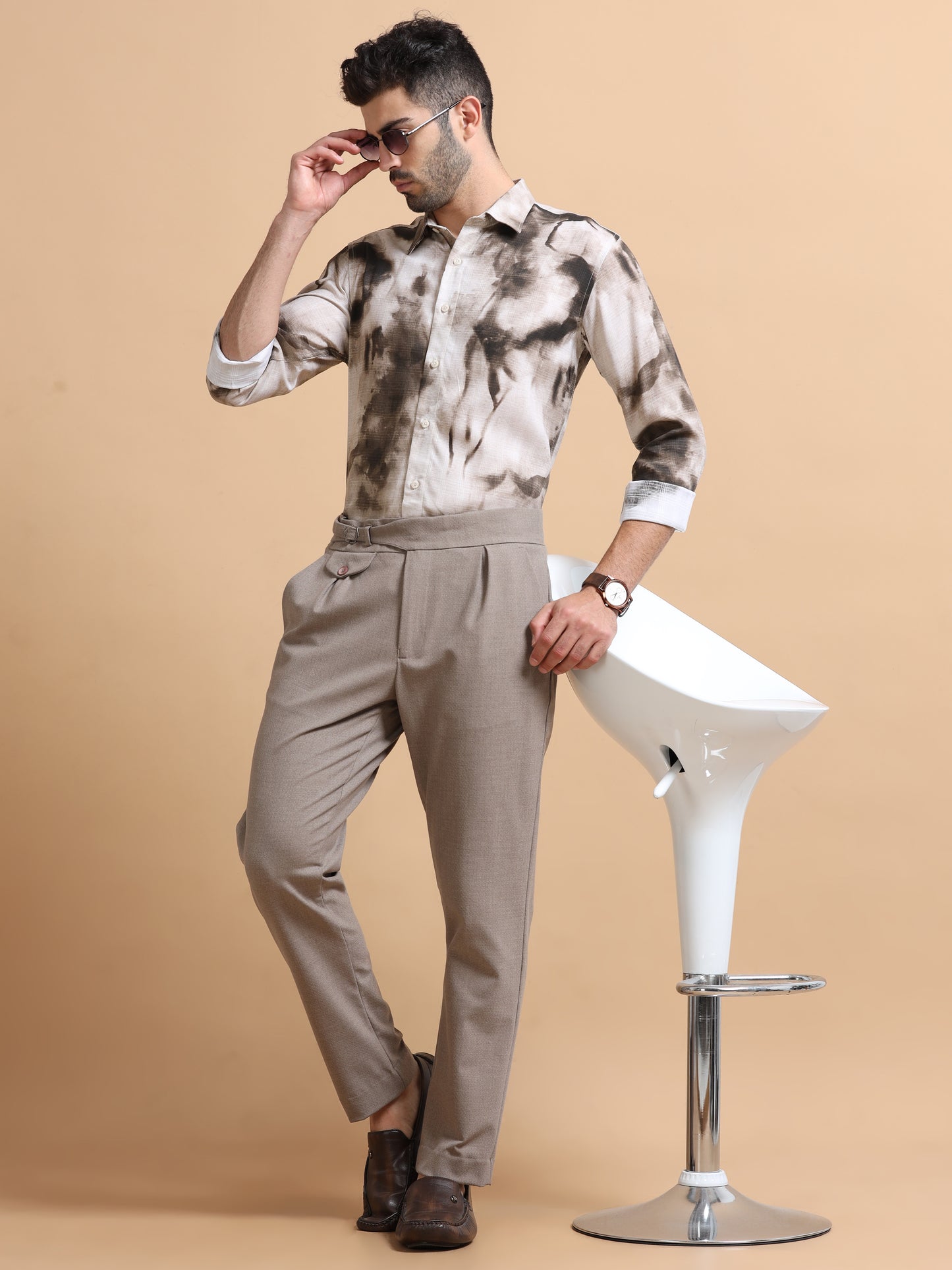 Brenz Brown Abstract Shirt