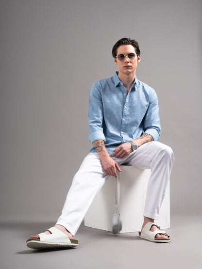 Cedin Blue Solid Shirt
