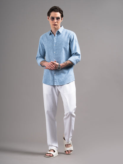 Cedin Blue Solid Shirt