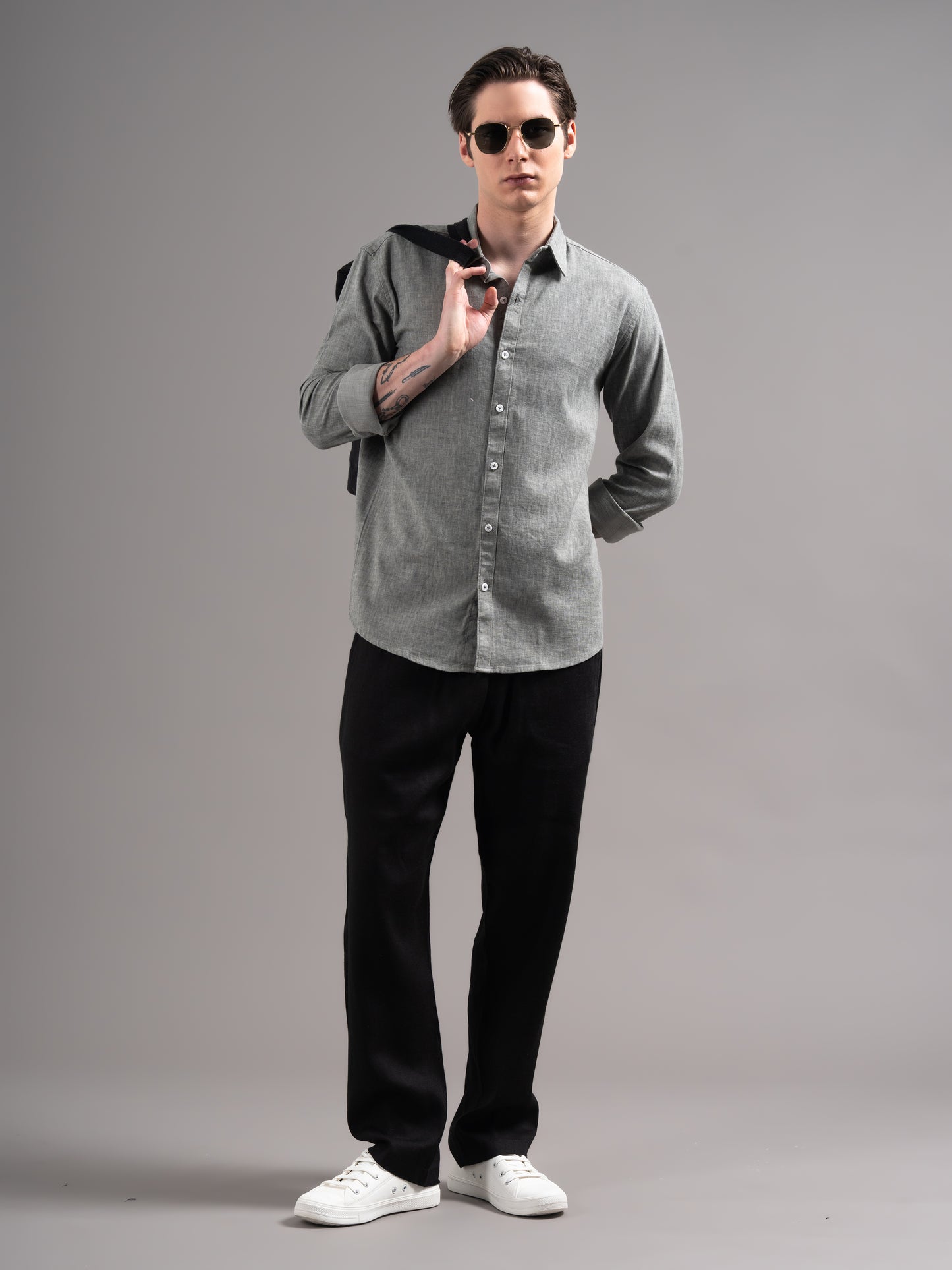 Cedin Grey Solid Shirt