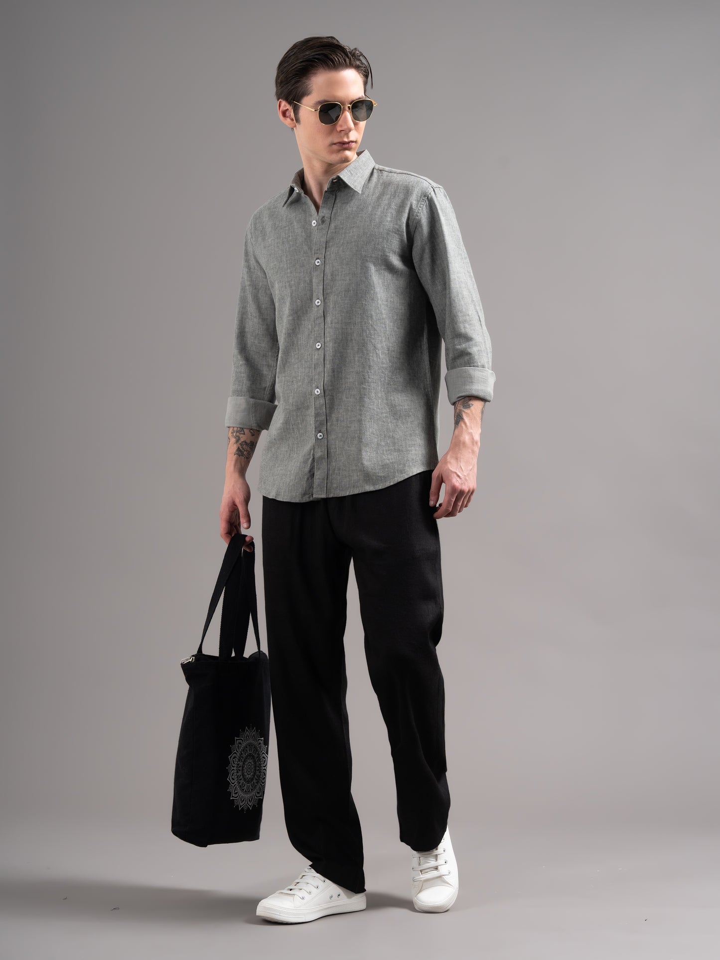Cedin Grey Solid Shirt