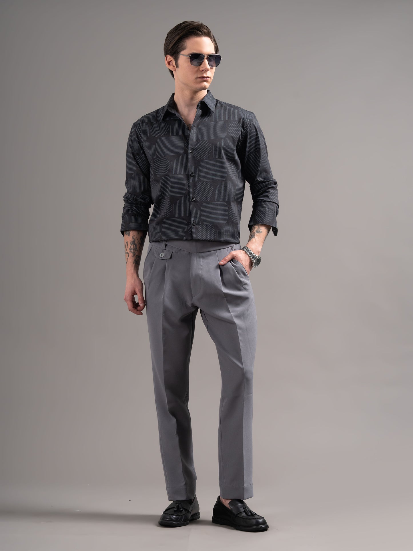 Cendro Black Printed Shirt