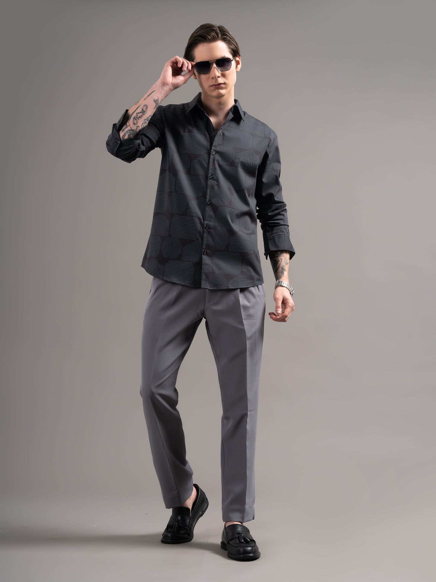 Cendro Black Printed Shirt