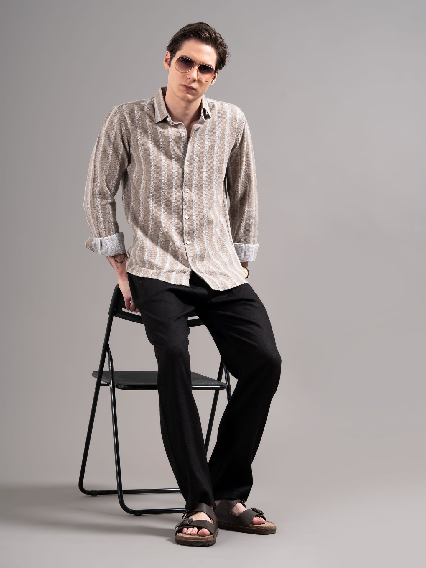 Corin Brown Striped Shirt