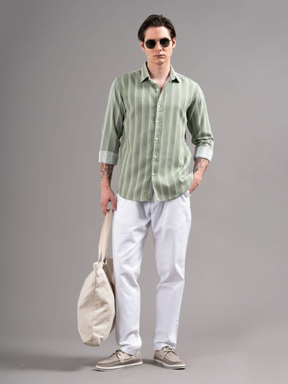 Corin Green Striped Shirt