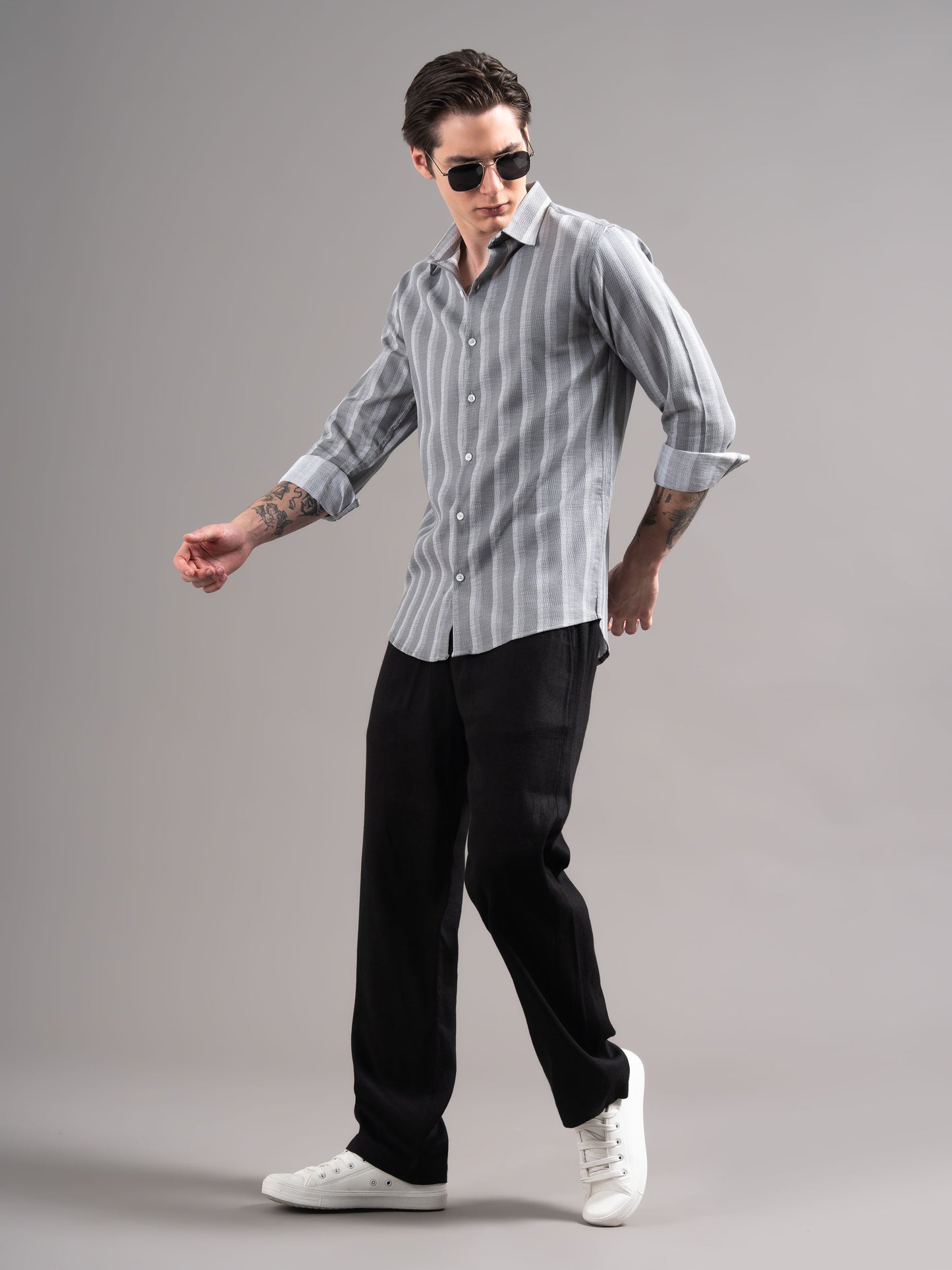 Corin Grey Striped Shirt