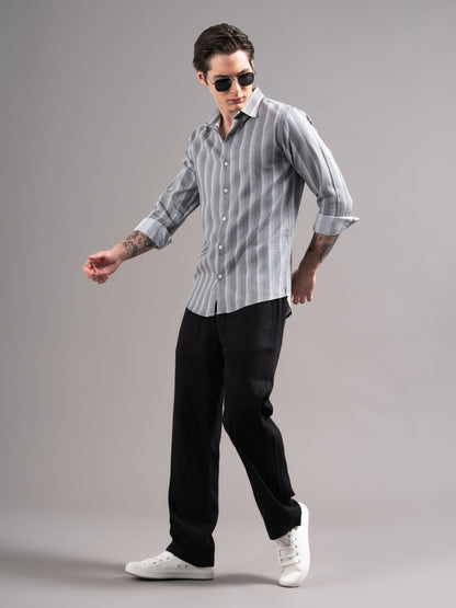 Corin Grey Striped Shirt