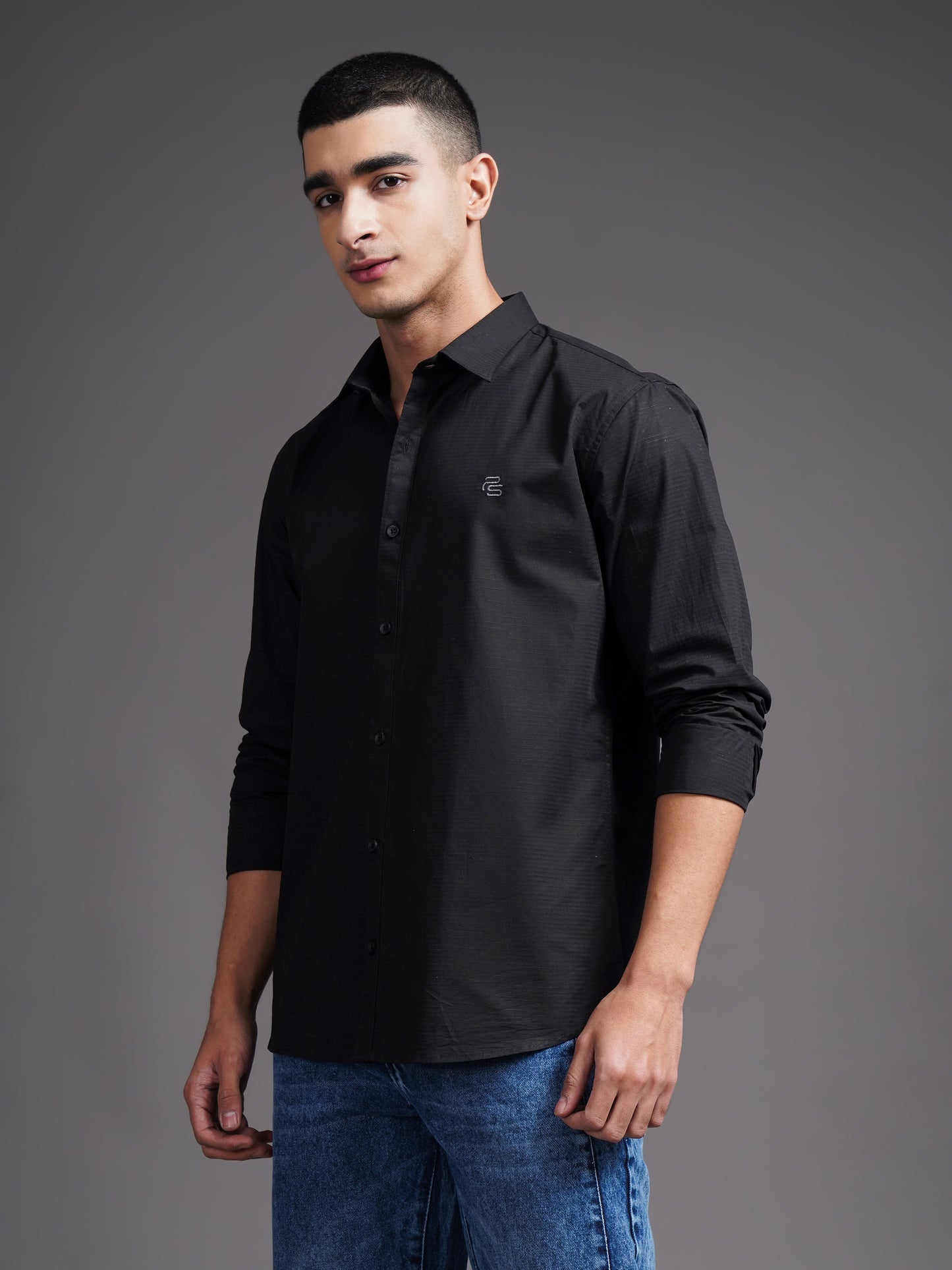 Eldon Black Self Design Shirt