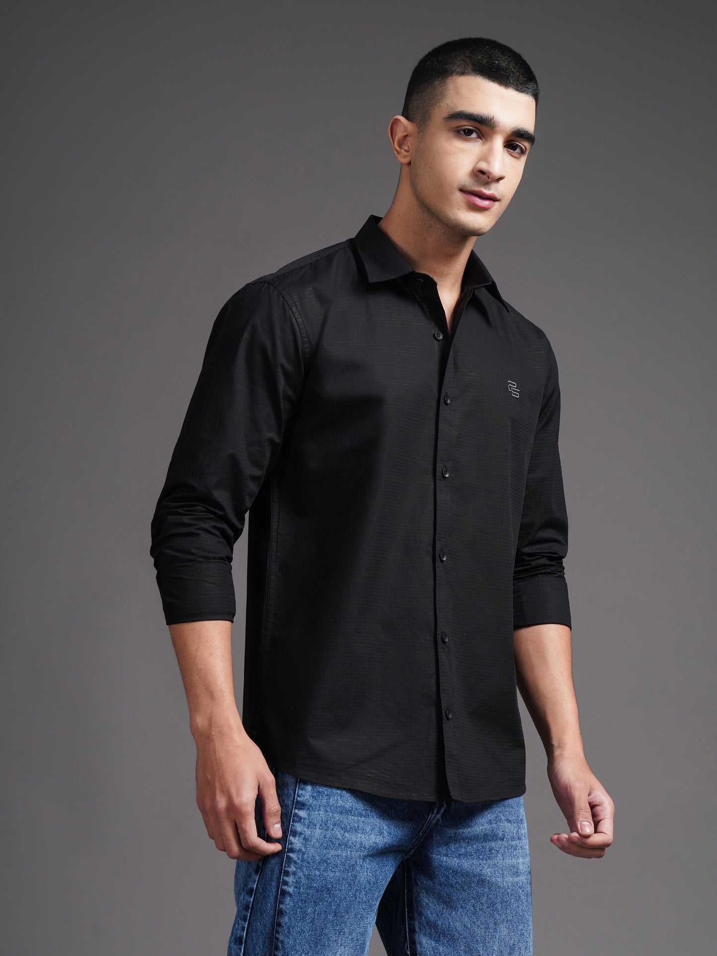 Eldon Black Self Design Shirt