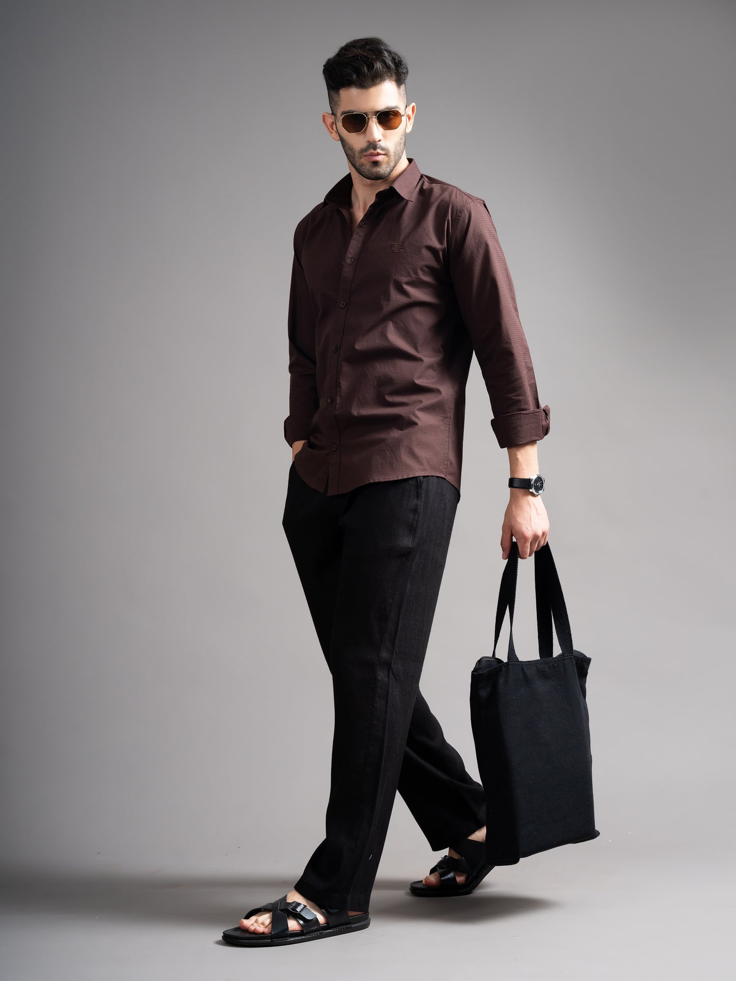 Eldon Brown Self Design Shirt