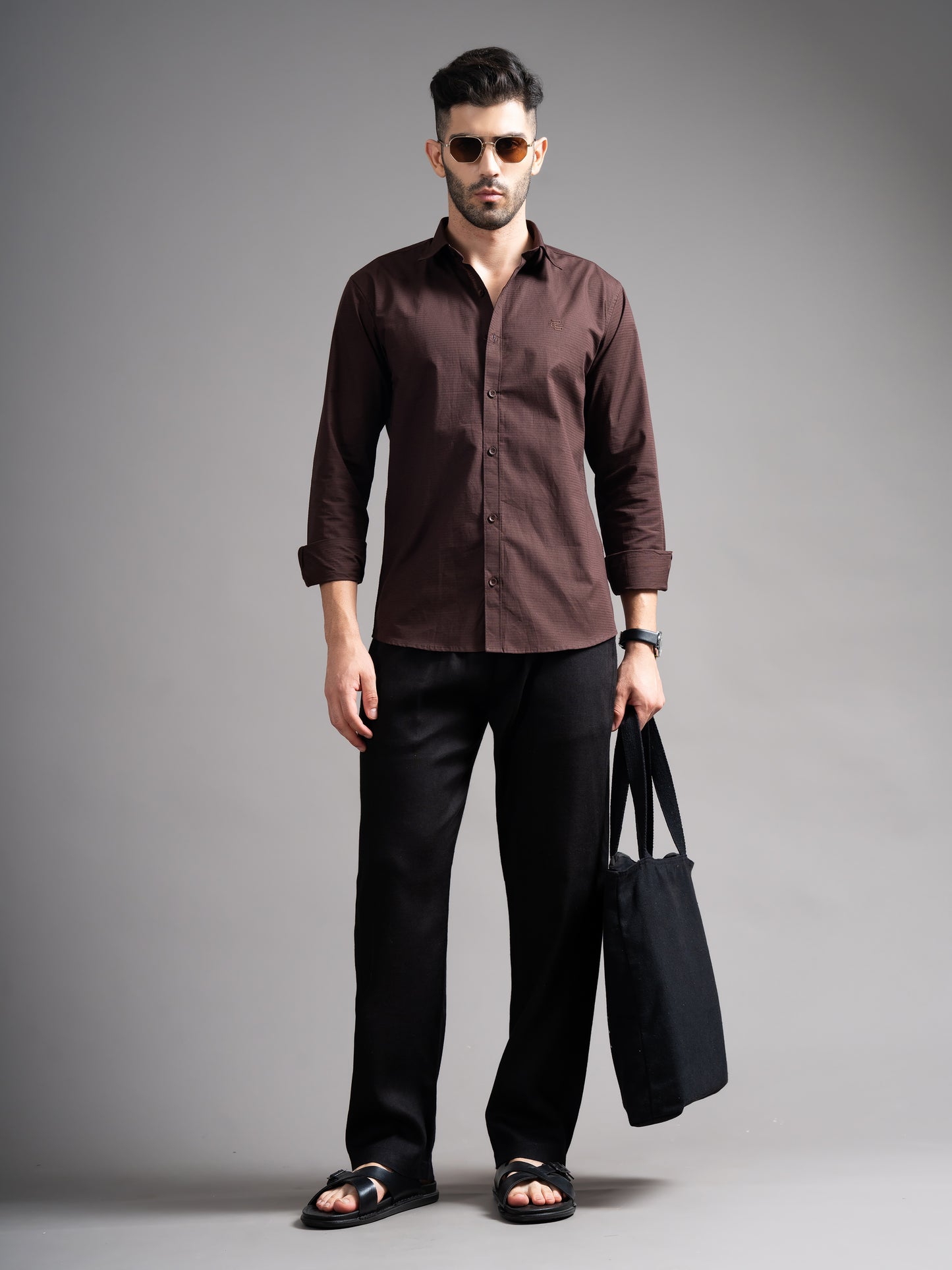 Eldon Brown Self Design Shirt