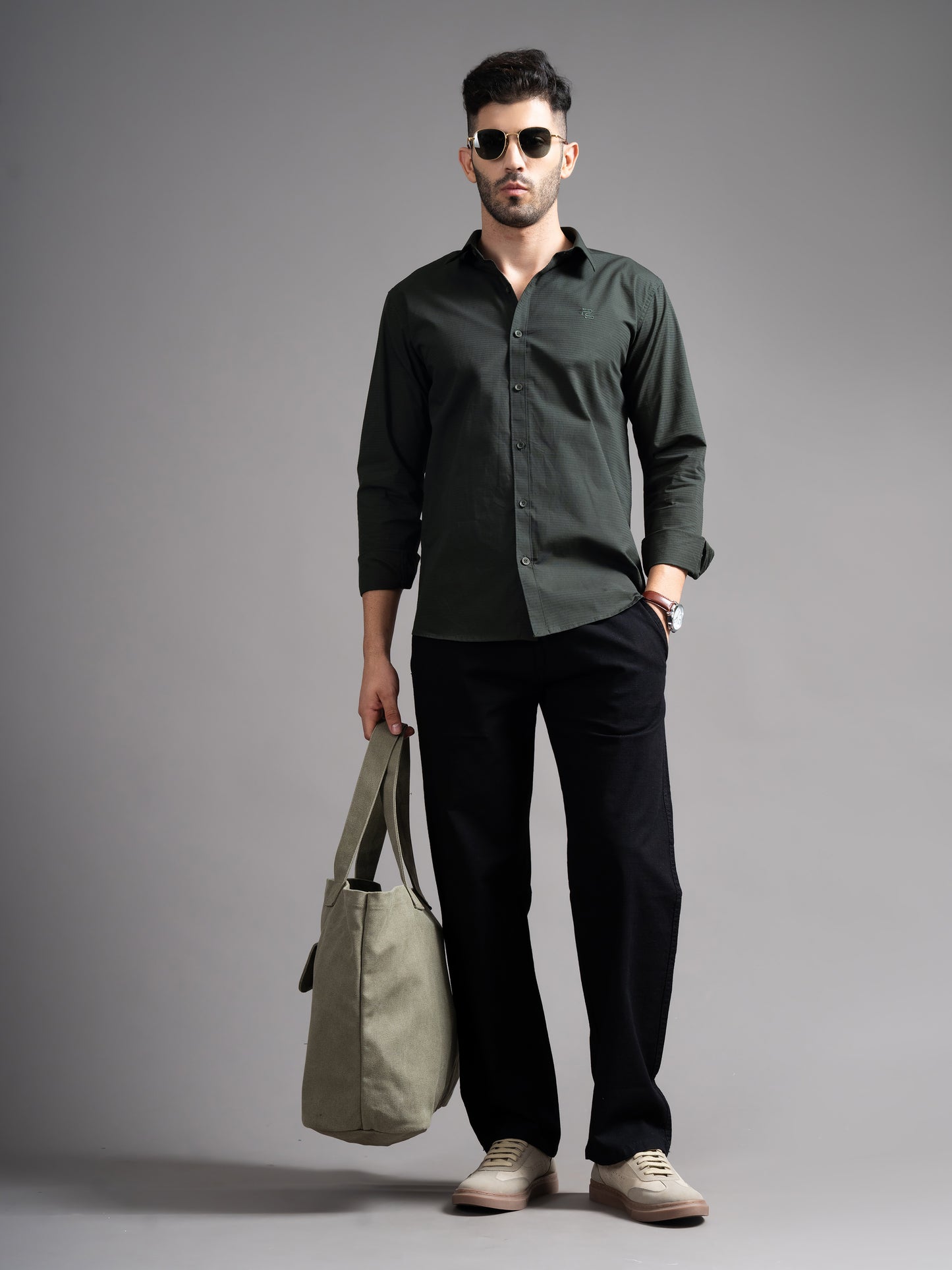Eldon Green Self Design Shirt