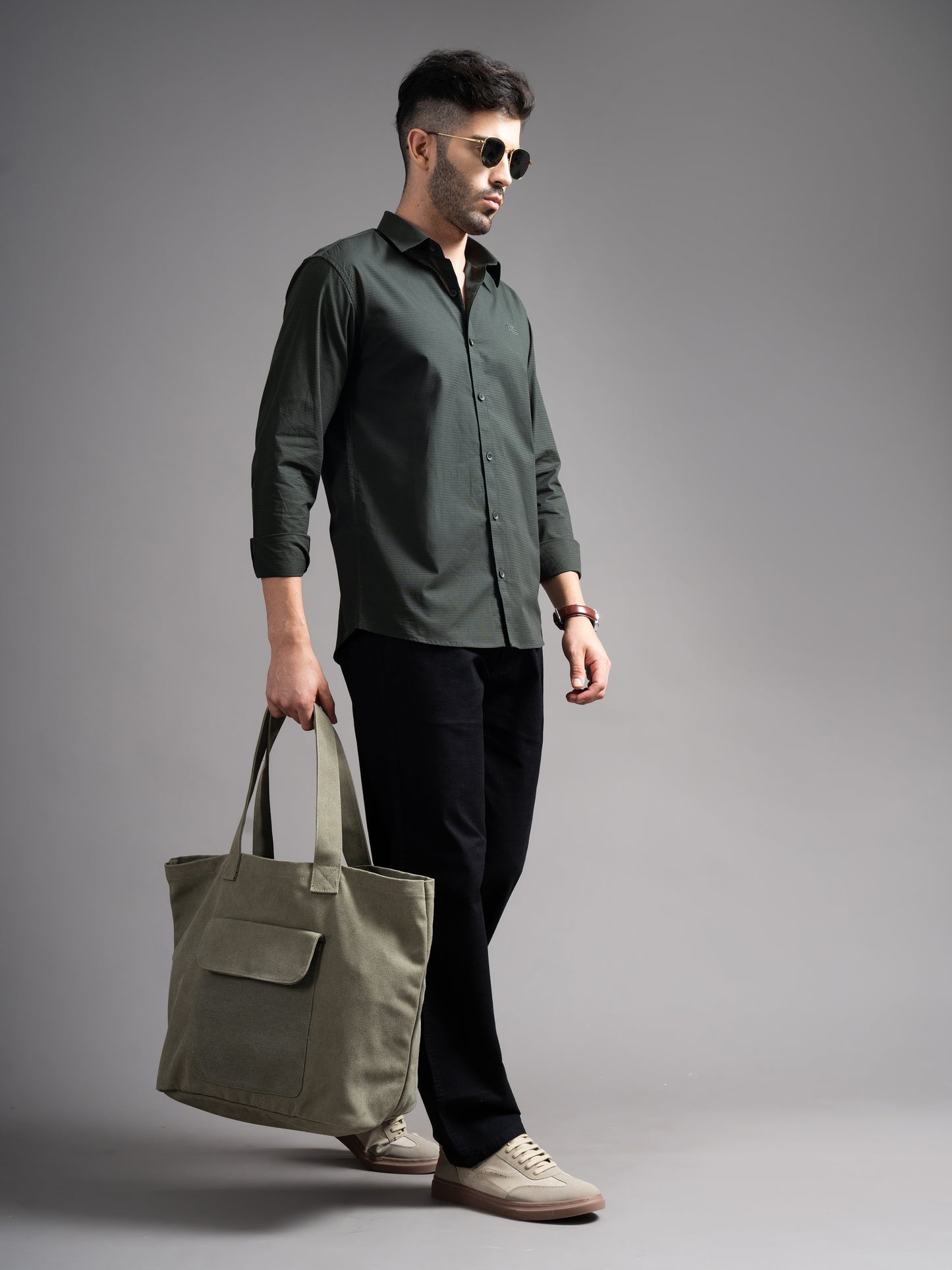 Eldon Green Self Design Shirt