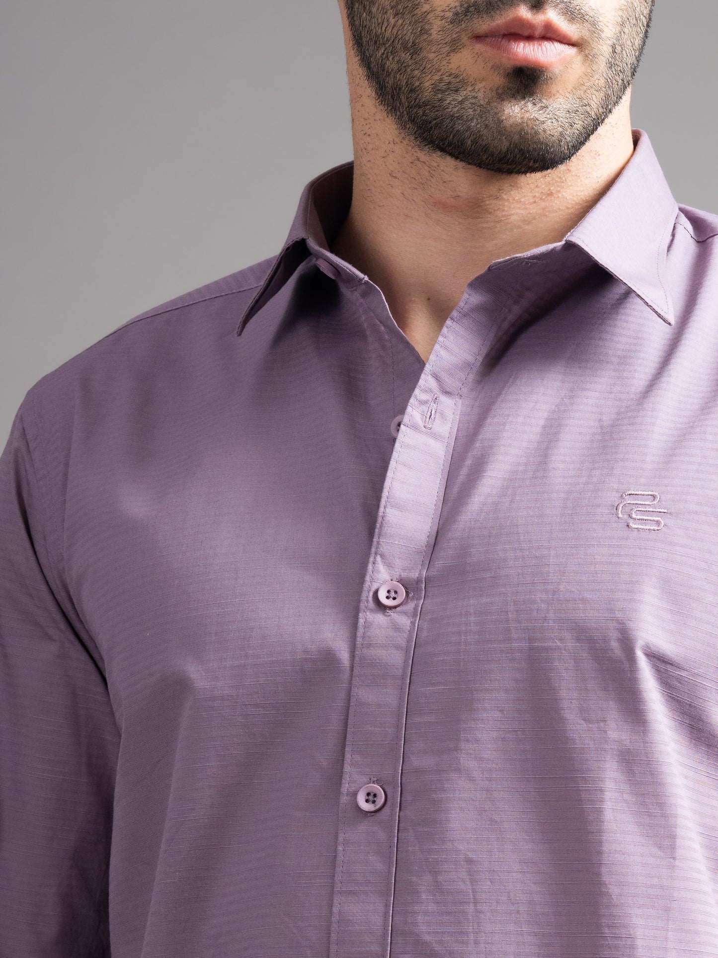 Eldon Purple Self Design Shirt