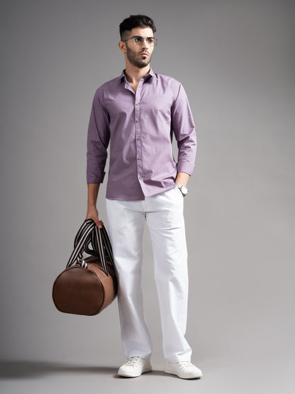 Eldon Purple Self Design Shirt