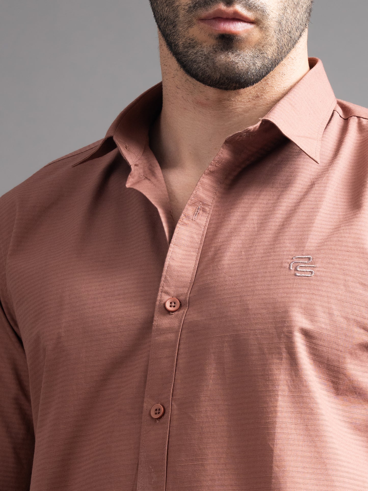 Eldon Rust Self Design Shirt