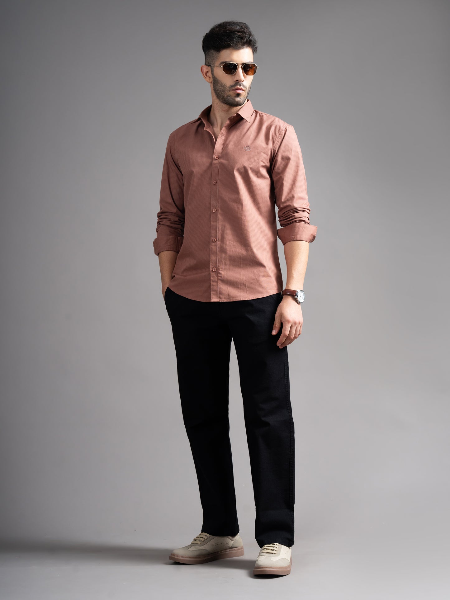 Eldon Rust Self Design Shirt