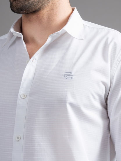 Eldon White Self Design Shirt