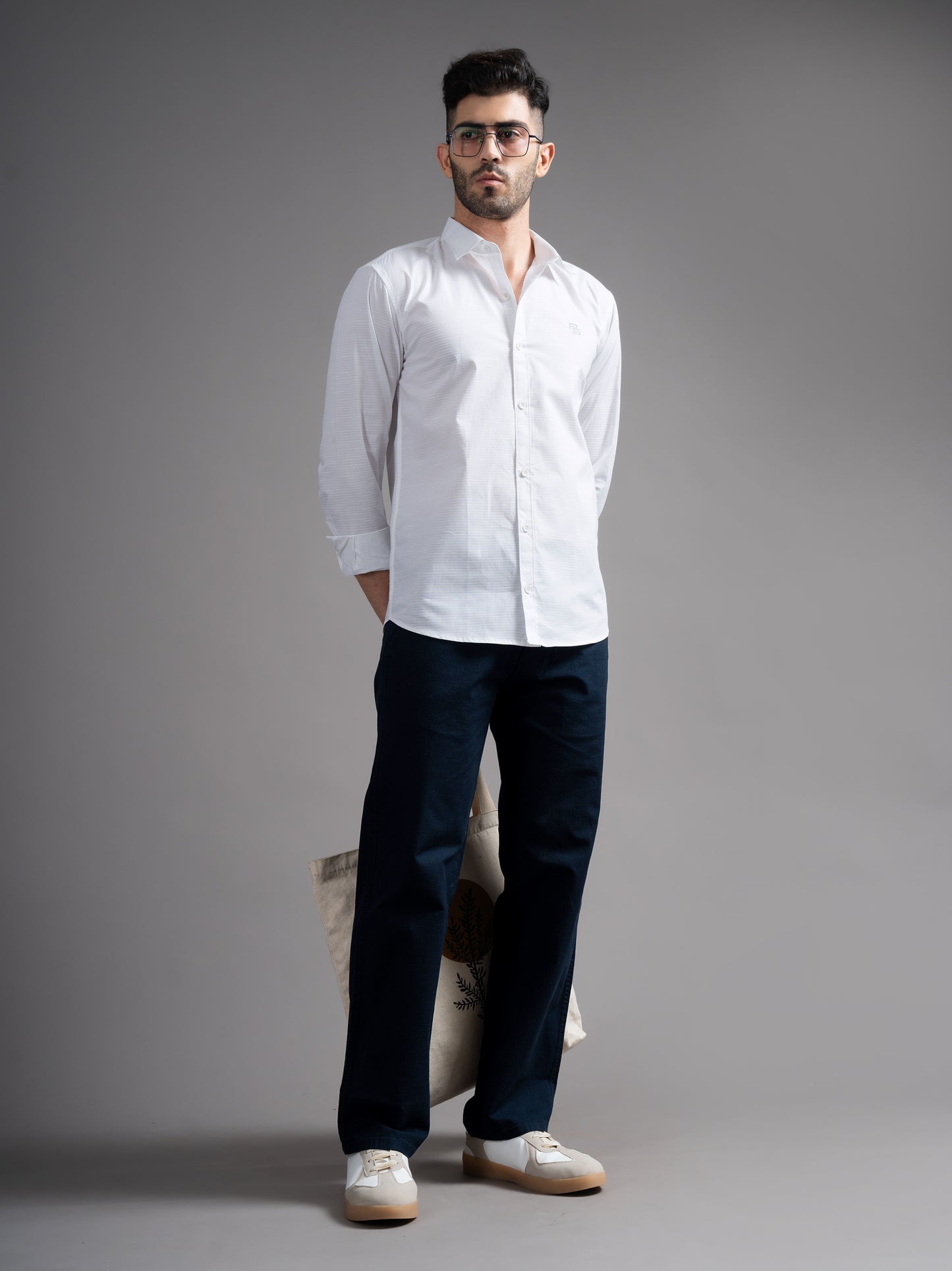 Eldon White Self Design Shirt