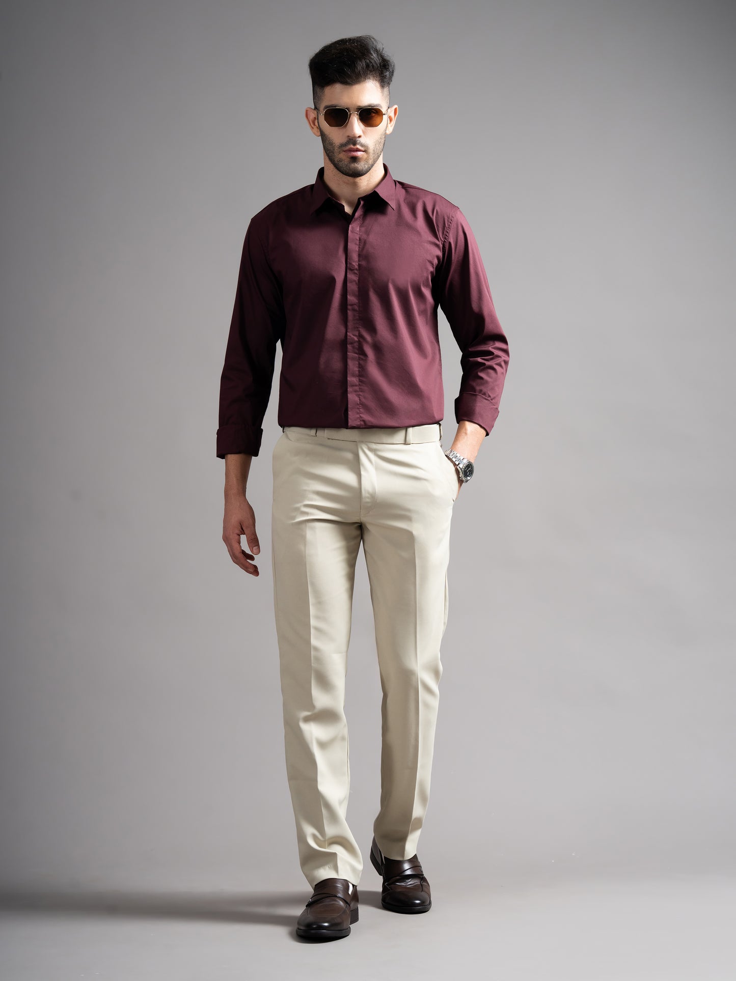 Evin Maroon Solid Shirt
