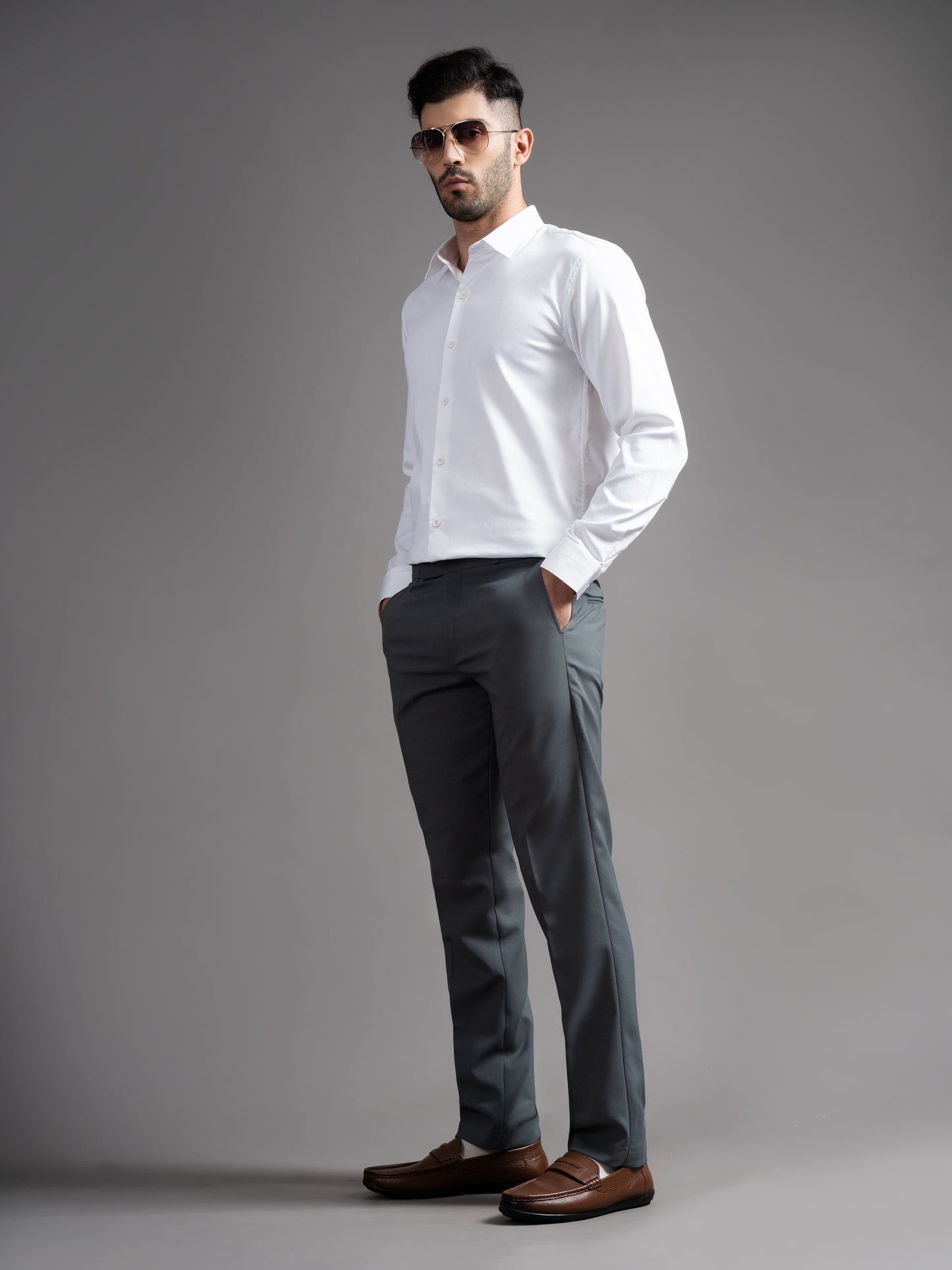 Garn Solid White Shirt