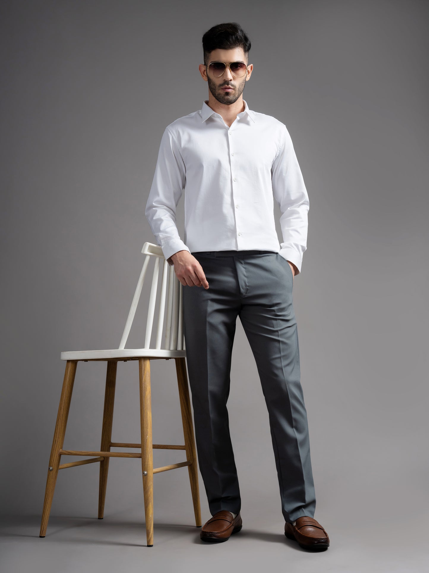 Garn Solid White Shirt