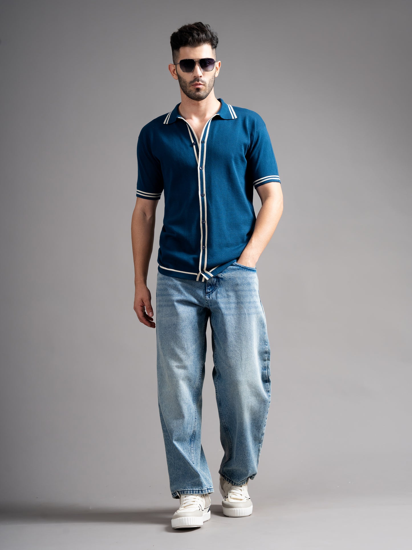 Dalven Teal Knit Shirt